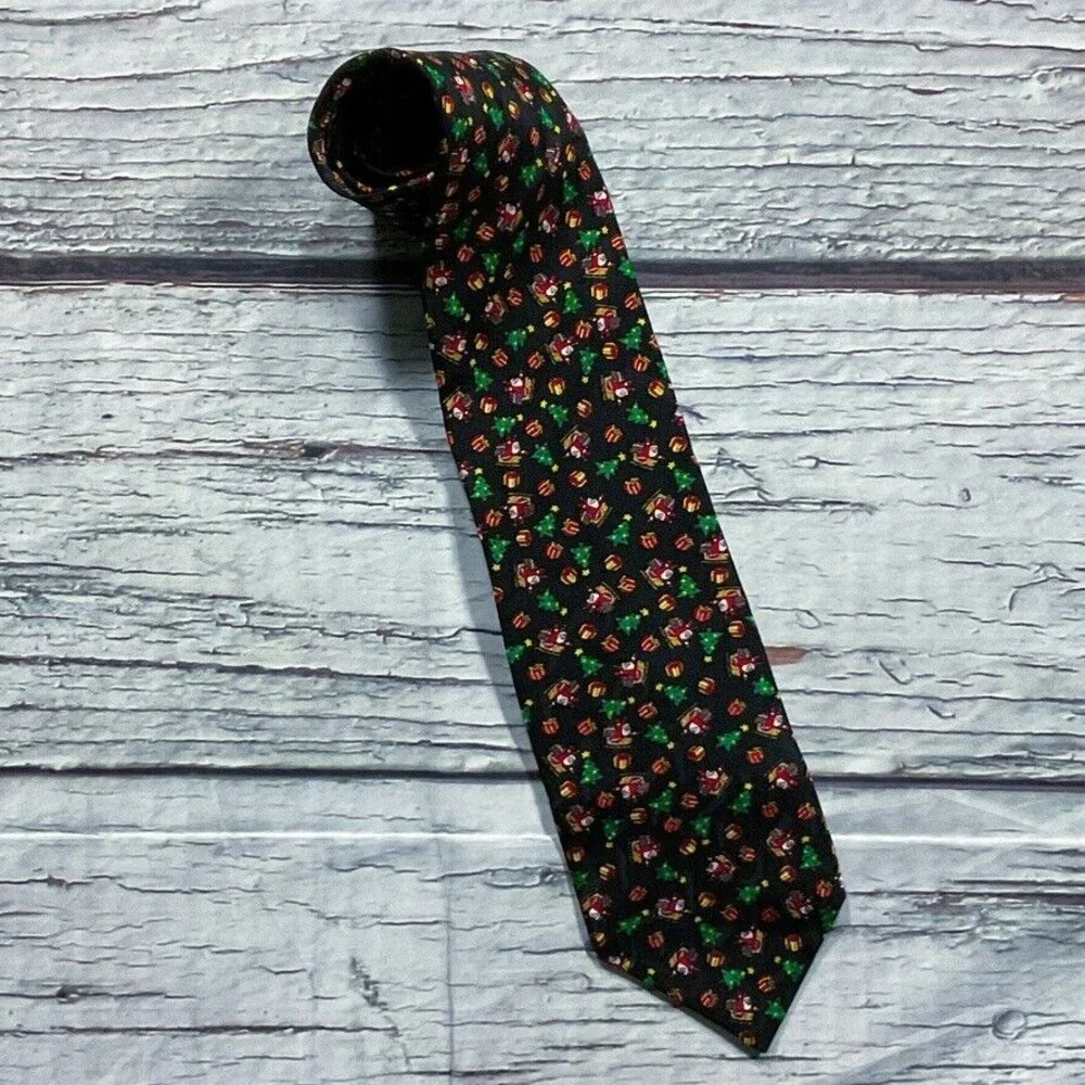 Woodward Mens Necktie Festive Holiday Christmas Classic Length Tie 100% Silk